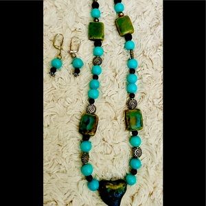 Natural Turquoise, necklace!! Very unique!
